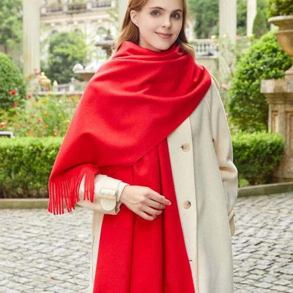 Cozy Cashmere Feel Scarf Rose Pink Long Shawl - Picture 3 of 8